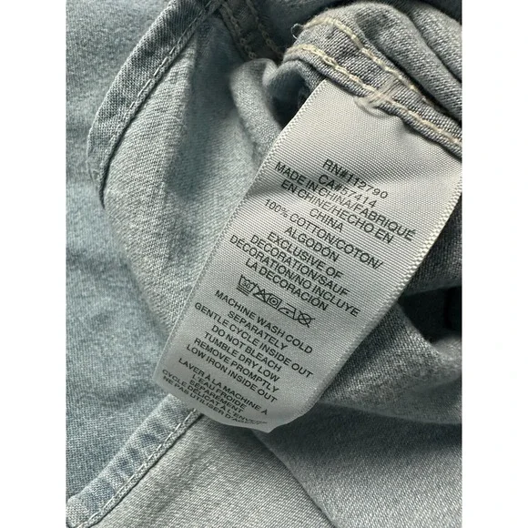 True Religion Denim Light Blue Western Pearl Snap Jean Chambray Mens Shirt Sz M - Picture 3 of 7